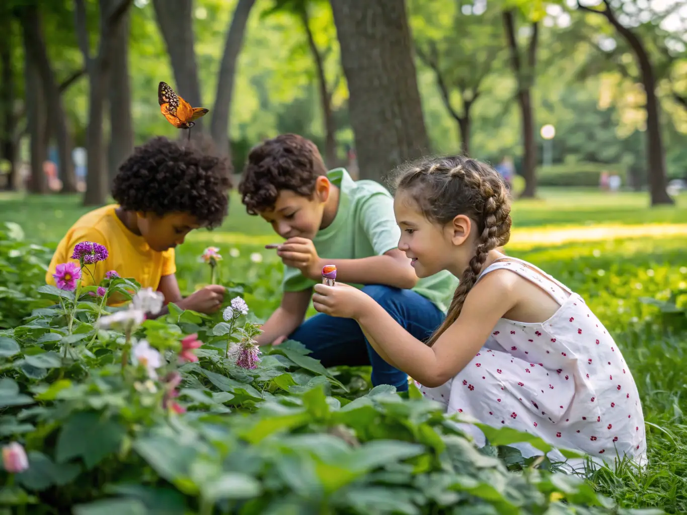 A photograph showing a group of children participating in an educational workshop about local wildlife, organized by LES AMIS DES BOIS DE LORGE.